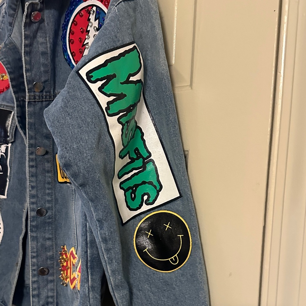 Denim Patchwork Jean Jacket - Blue - image 5